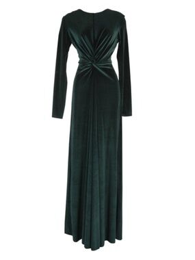 NEW Jennafer Grace Emerald Velvet Red Maxi Long Sleeve Dress - Women's XL